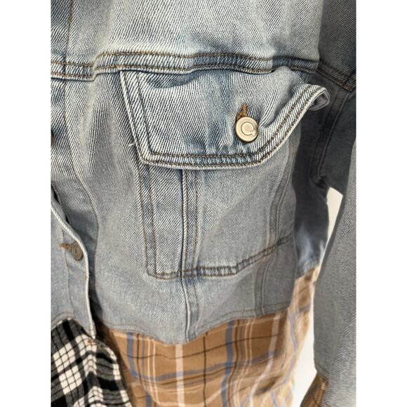 So Goods Vtg Womens Teen XL Denim Patchwork Shaket Distressed Grunge Western - Picture 7 of 9